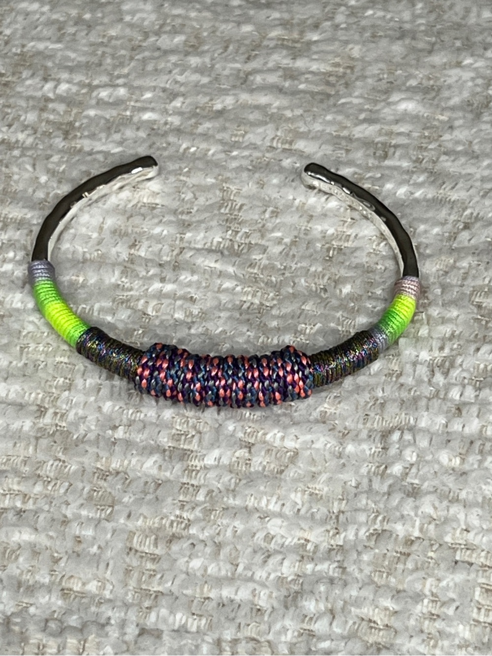 Kendra Scott Multicolor Woven Cuff Bracelet with Neon Green Detail